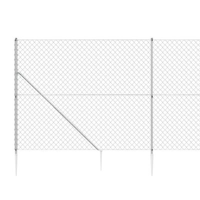 vidaXL Chain Link Fence with Spike Anchors Silver 1.8x10 m