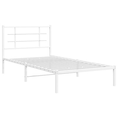 vidaXL Metal Bed Frame without Mattress with Headboard White 100x200 cm