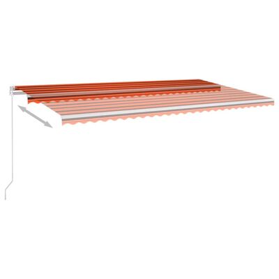 vidaXL Manual Retractable Awning with LED 600x350 cm Orange and Brown