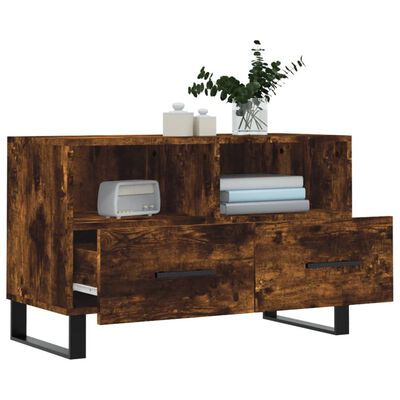vidaXL TV Cabinet Smoked Oak 80x36x50 cm Engineered Wood