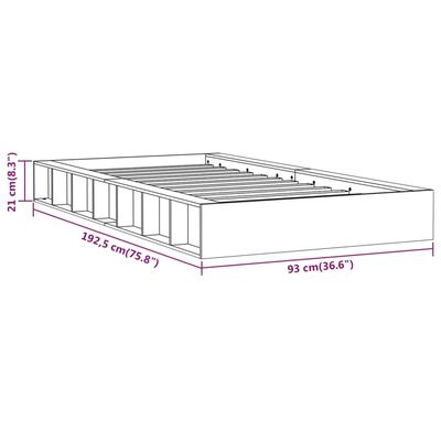 vidaXL Bed Frame without Mattress Grey 75x190 cm Small Single Solid Wood