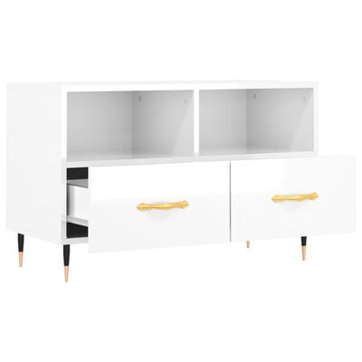 vidaXL TV Cabinet High Gloss White 80x36x50 cm Engineered Wood