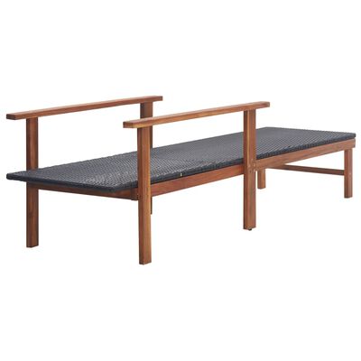 vidaXL Sun Lounger Poly Rattan and Solid Acacia Wood Black