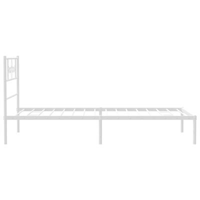 vidaXL Metal Bed Frame without Mattress with Headboard White 107x203 cm