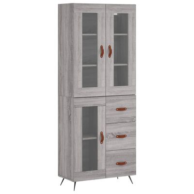 vidaXL Highboard Grey Sonoma 69.5x34x180 cm Engineered Wood