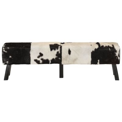 vidaXL Bench Black and White 160x28x50 cm Real Goat Leather