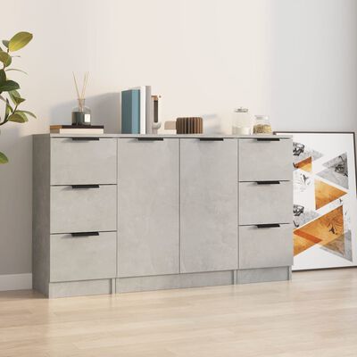 vidaXL Sideboards 3 pcs Concrete Grey Engineered Wood