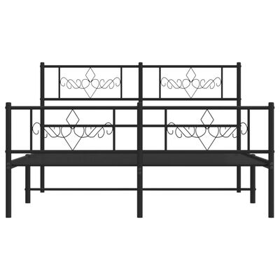 vidaXL Metal Bed Frame without Mattress with Footboard Black 140x190 cm