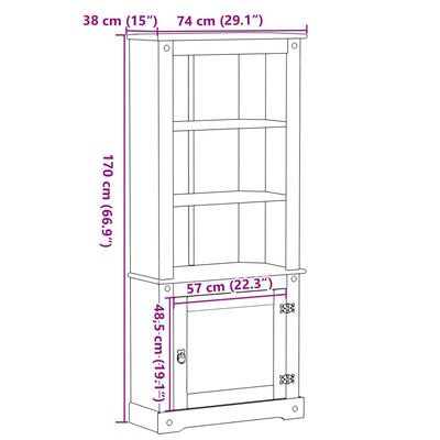 vidaXL Highboard Corona 74x38x170 cm Solid Wood Pine