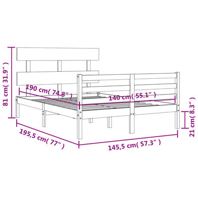 vidaXL Bed Frame without Mattress 140x190 cm Solid Wood