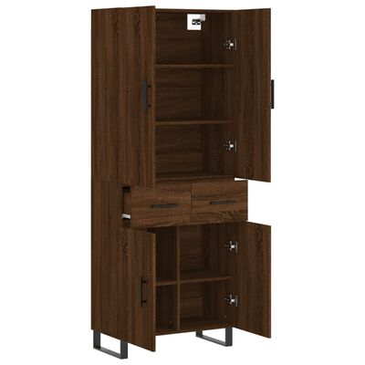 vidaXL Highboard Brown Oak 69.5x34x180 cm Engineered Wood