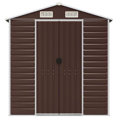 vidaXL Garden Shed Brown 191x385x198 cm Galvanised Steel