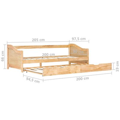 vidaXL Pull-out Sofa Bed Frame without Mattress Pinewood 90x200 cm