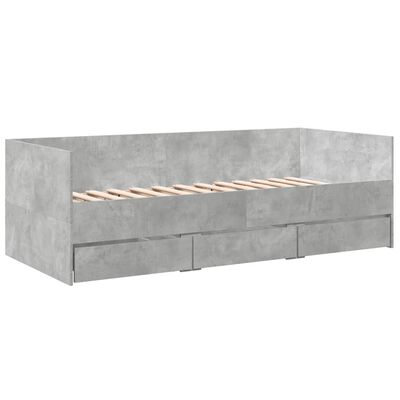 vidaXL Daybed with Drawers without Mattress Concrete Grey 75x190 cm Small Single