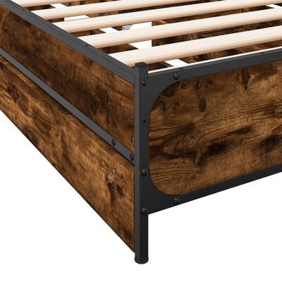 vidaXL Bed Frame with Drawers without Mattress Smoked Oak 100x200 cm