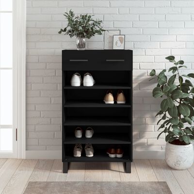 vidaXL Shoe Cabinet Black 60x35x105 cm Engineered Wood