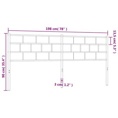 vidaXL Metal Headboard White 193 cm