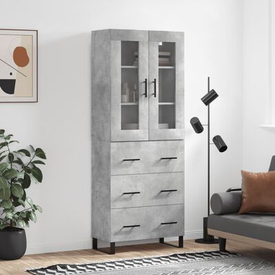 vidaXL Highboard Concrete Grey 69.5x34x180 cm Engineered Wood