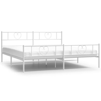 vidaXL Metal Bed Frame without Mattress with Footboard White 183x213 cm