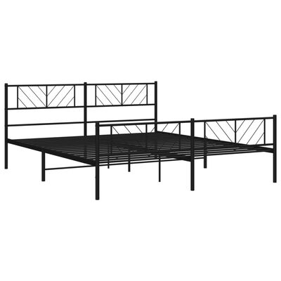 vidaXL Metal Bed Frame without Mattress with Footboard Black 193x203 cm