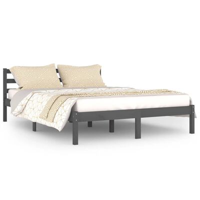 vidaXL Bed Frame without Mattress Solid Wood Pine 140x200 cm Grey