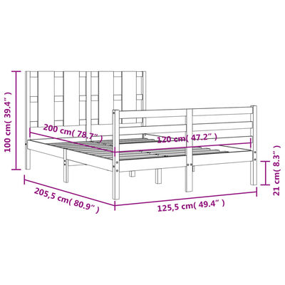 vidaXL Bed Frame without Mattress 120x200 cm Solid Wood