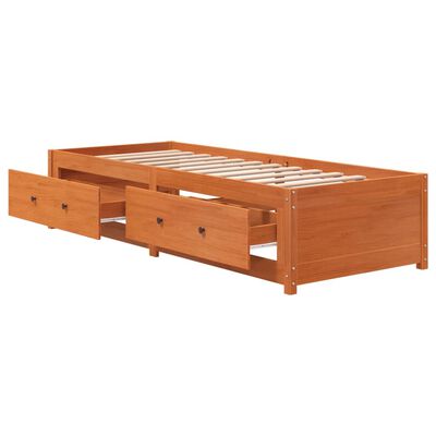 vidaXL Day Bed without Mattress Wax Brown 75x190 cm Small Single Solid Wood Pine