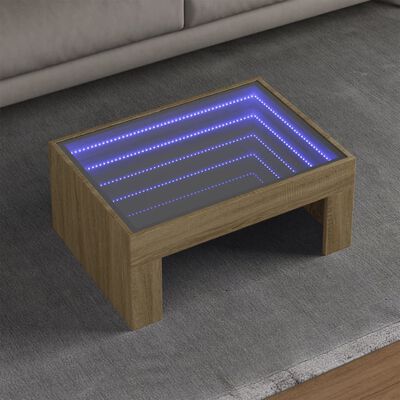 vidaXL Coffee Table with Infinity LED Sonoma Oak 70x50x30 cm