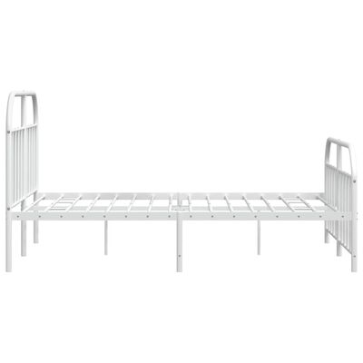 vidaXL Metal Bed Frame without Mattress with Footboard White 150x200 cm King Size