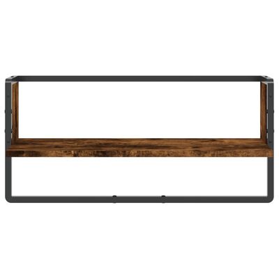 vidaXL Wall Shelf with Bar Smoked Oak 65x25x30 cm