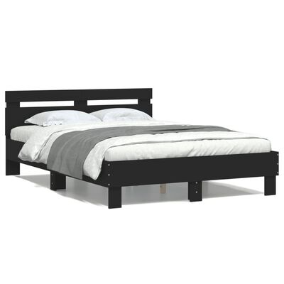 vidaXL Bed Frame with LED without Mattress Black 120x190 cm Small Double