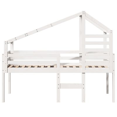 vidaXL High Sleeper Bed without Mattress White 75x190 cm Small Single Solid Wood Pine