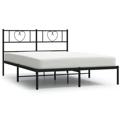 vidaXL Metal Bed Frame without Mattress with Headboard Black 140x200 cm