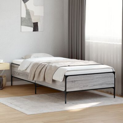 vidaXL Bed Frame without Mattress Grey Sonoma 90x190 cm Single