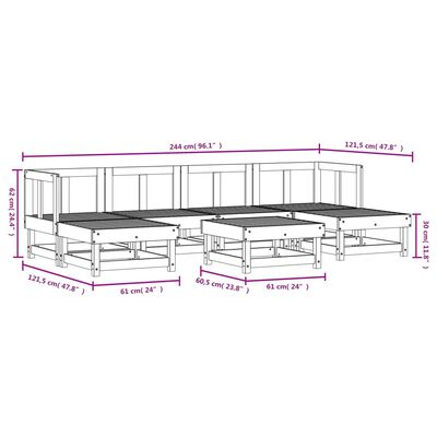 vidaXL 7 Piece Garden Lounge Set Impregnated Wood Pine