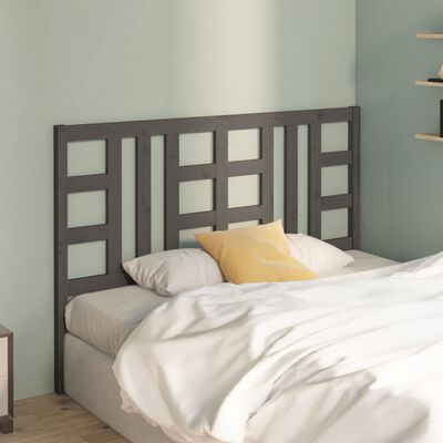 vidaXL Bed Headboard Grey 141x4x100 cm Solid Wood Pine