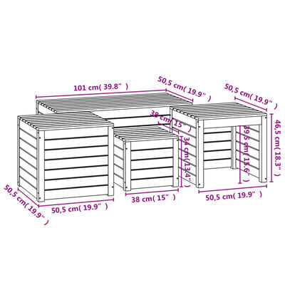 vidaXL 4 Piece Garden Box Set Black Solid Wood Pine