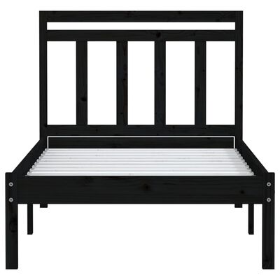 vidaXL Bed Frame without Mattress Black Solid Wood 100x200 cm (810011+814083)