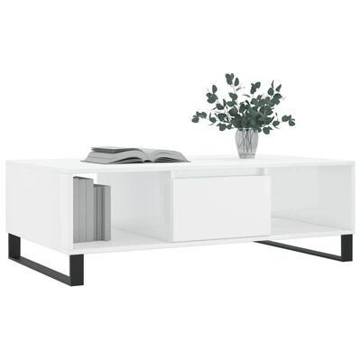 vidaXL Coffee Table High Gloss White 104x60x35 cm Engineered Wood