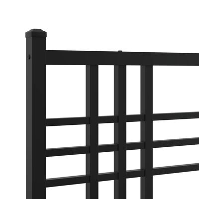 vidaXL Metal Bed Frame without Mattress with Headboard Black 193x203 cm