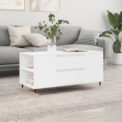 vidaXL Coffee Table White 102x44.5x50 cm Engineered Wood