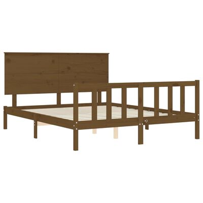 vidaXL Bed Frame without Mattress Honey Brown King Size Solid Wood Pine