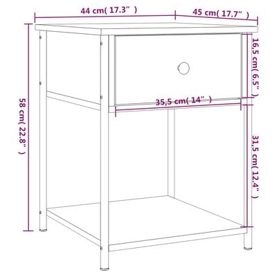 vidaXL Bedside Table Black 44x45x58 cm Engineered Wood