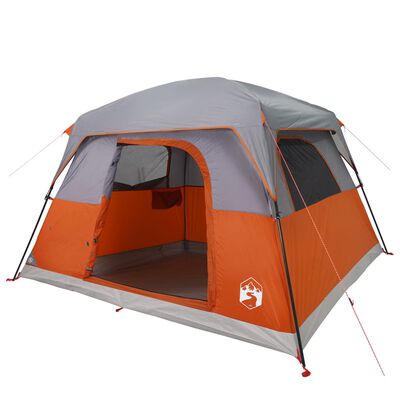 vidaXL Camping Tent Cabin 4-Person Orange Waterproof