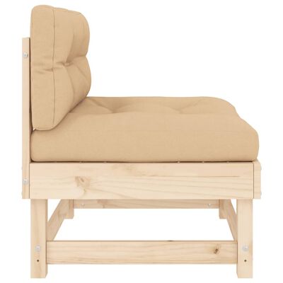 vidaXL Middle Sofa with Cushions Solid Wood Pine