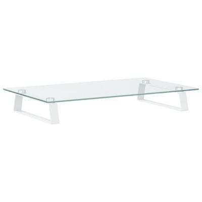 vidaXL Monitor Stand White 60x35x8 cm Tempered Glass and Metal