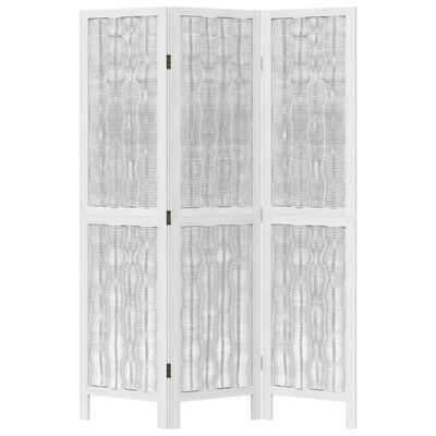 vidaXL Room Divider 3 Panels White Solid Wood Paulownia