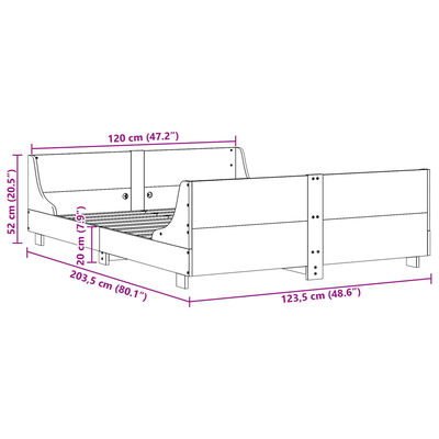 vidaXL Bed Frame without Mattress White 120x200 cm Solid Wood Pine