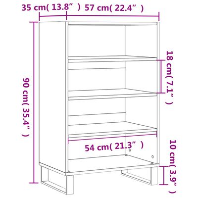 vidaXL Highboard High Gloss White 57x35x90 cm Engineered Wood