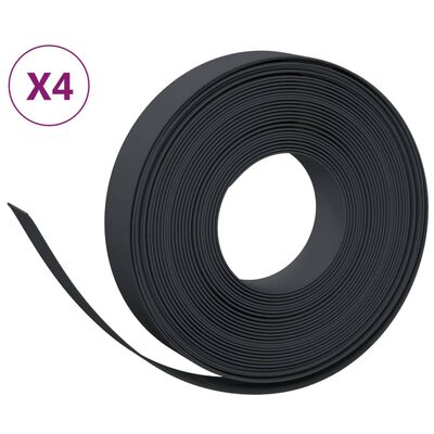 vidaXL Garden Edgings 4 pcs Black 10 m 10 cm Polyethylene